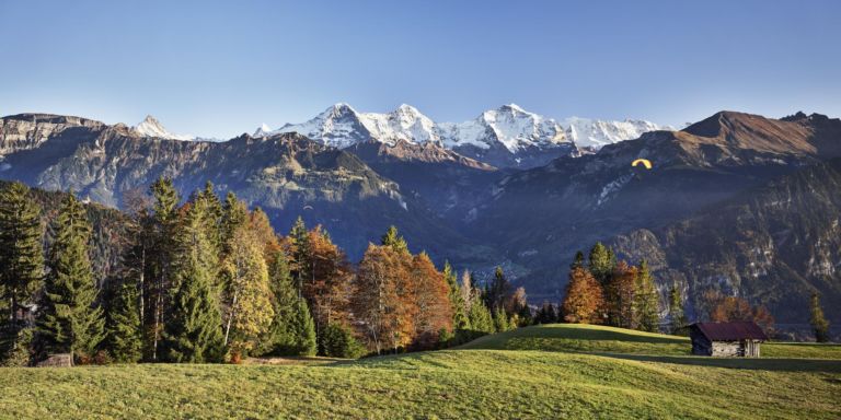 Landschaftsfotografie Berner Oberland Schweiz Eiger Mönch Jungfrau Berge Alpen Panorama Schneeberge Herbst